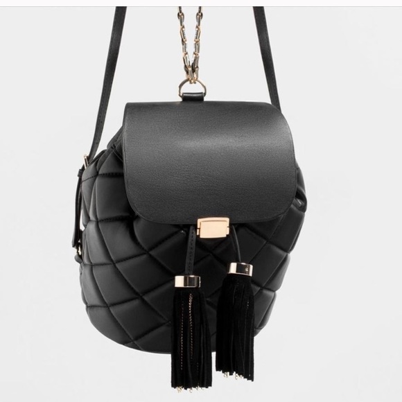 Zara Handbags - ZARA Black Quilted Backpack NEW